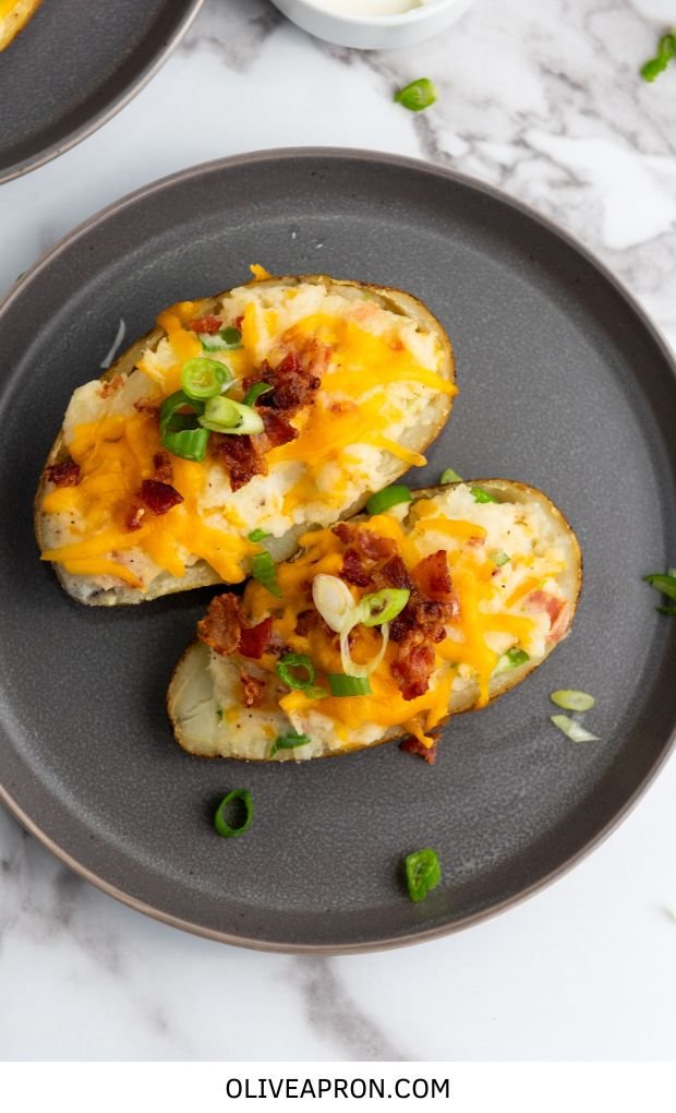 Twice baked potatoes on a plate