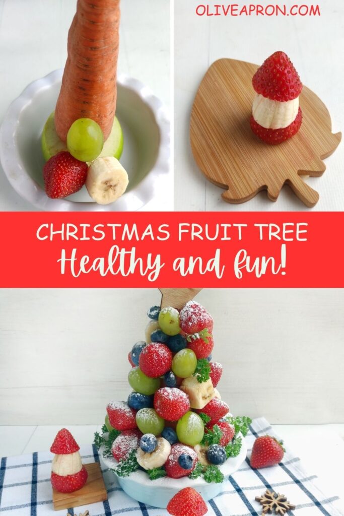 Easy steps to make an edible Christmas tree fruit appetizer