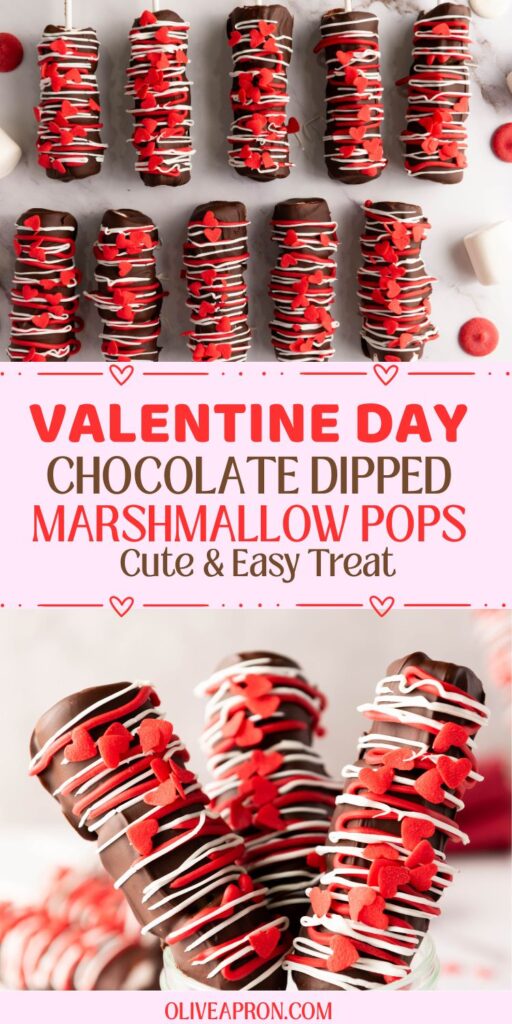 Valentine Day chocolate dipped marshmallow pops. Cute and easy treat.