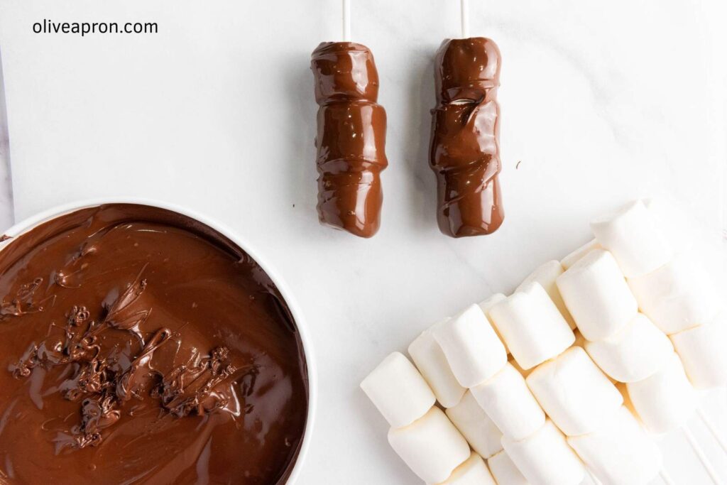 Chocolate dipped marshmallow pops