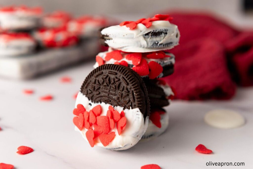 Stacked valentine oreos