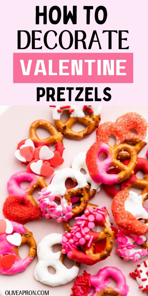 How to decorate Valentine pretzels with an assortment of decorated mini pretzels.