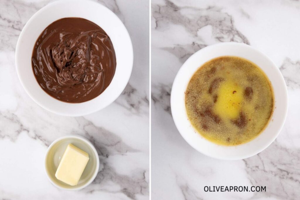 Melted butter and chocolate