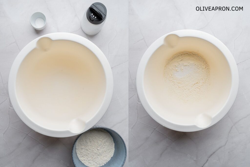 Mixing dry ingredients.