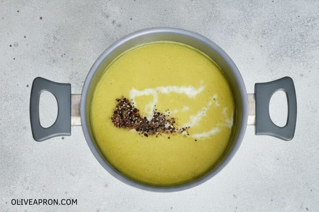 Blended soup, with cream and seasoning