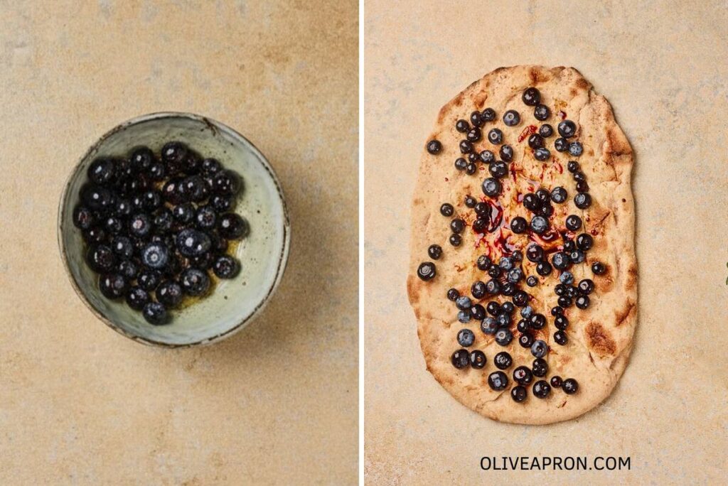 Coat blueberries and add to flatbread