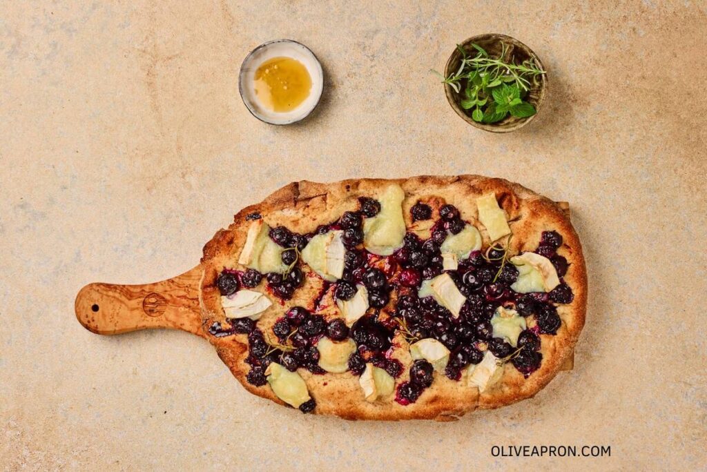 Bake blueberry goat cheese flatbread
