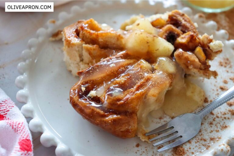 Close up of apple cinnamon roll slice