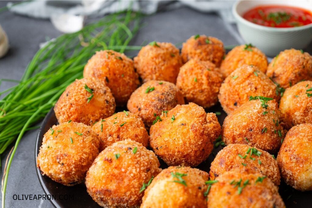 Close up of ready mash potato bites