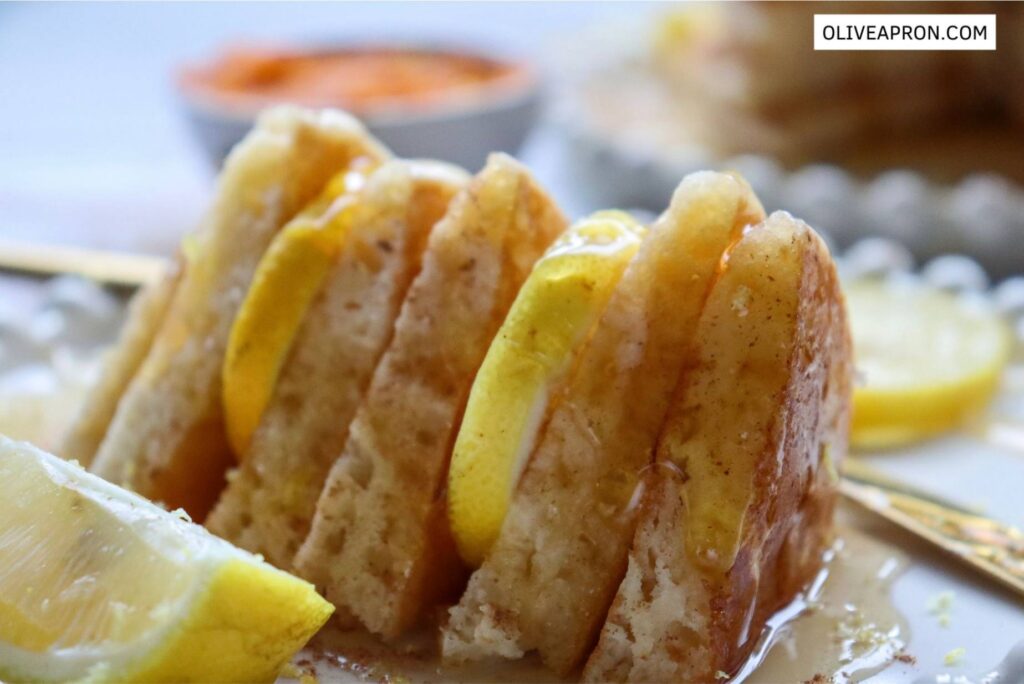Close up of sliced pumpkin pancakes