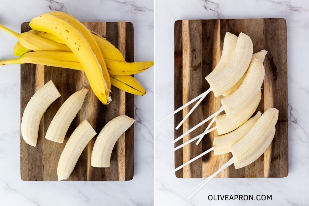 Cut bananas and lollipop bananas