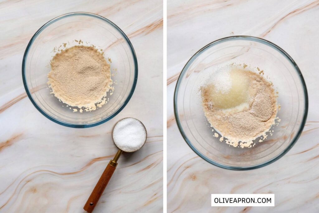 Mixing yeast and flour