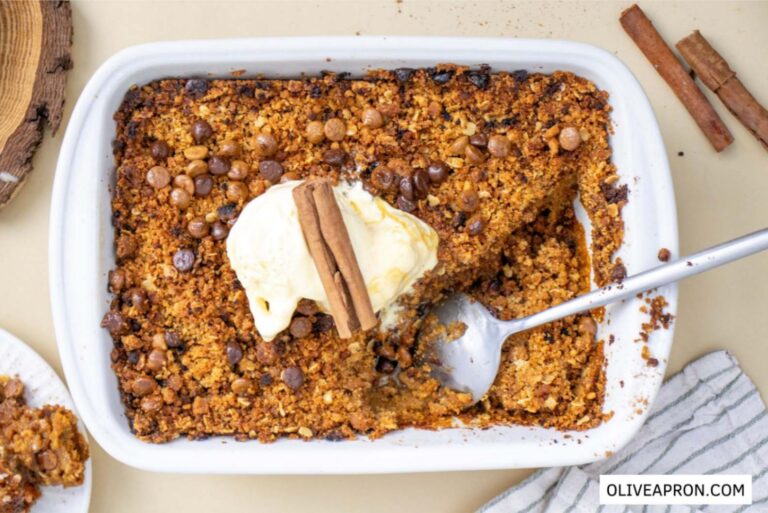 Pumpkin crisp in baking dish