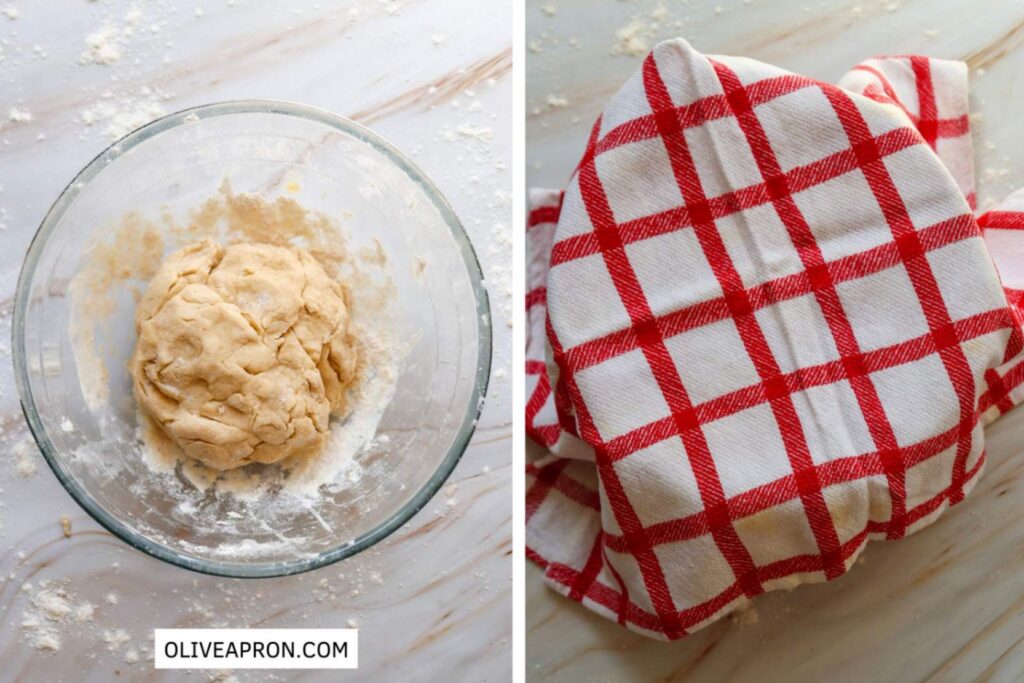Ready dough and covered dough in another bowl