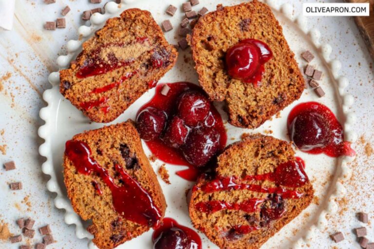 Top view of Pumpkin Cherry Loaf Cake