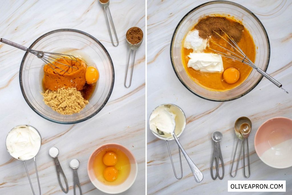Mixing bowl whisking ingredients