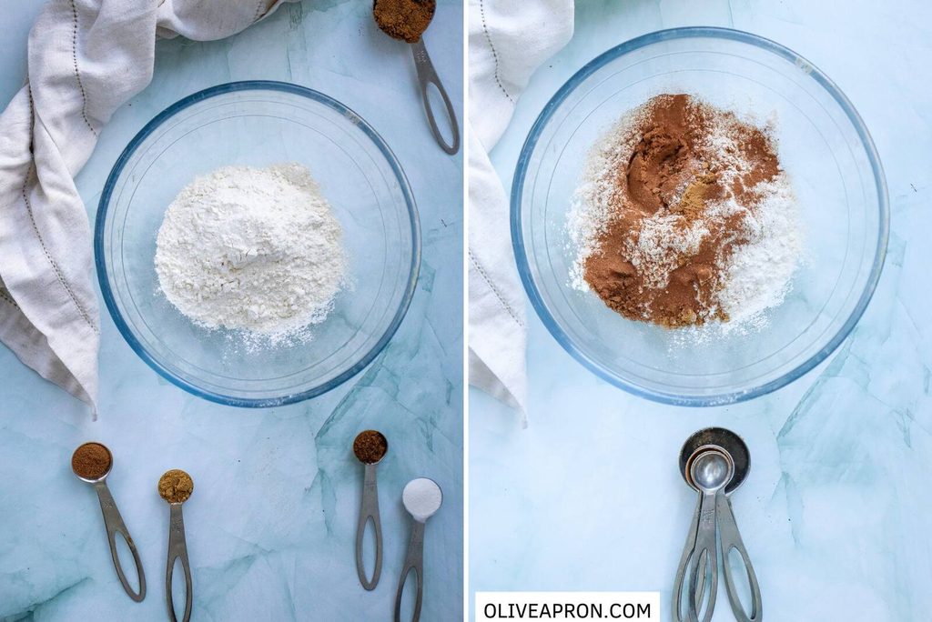 Dry gingerbread pancake mixture in a bowl