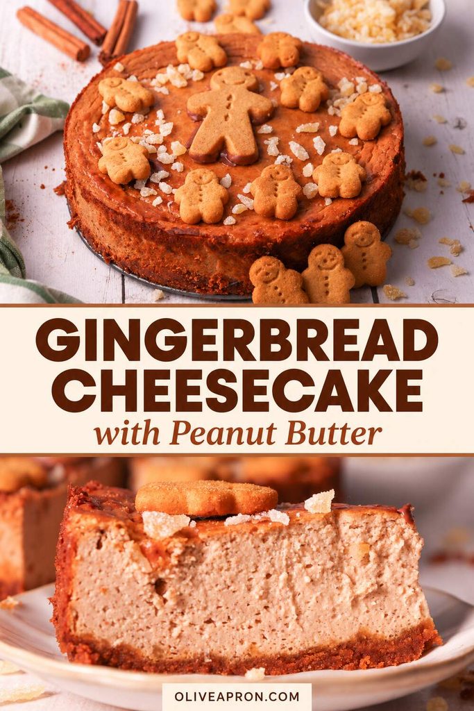 Gingerbread cheesecake with peanut butte